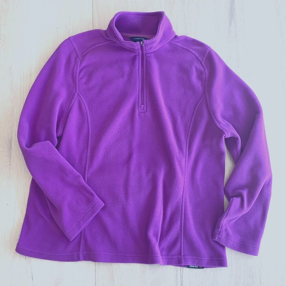 Land’s End fleece quarter zip fuschia purple XL 18